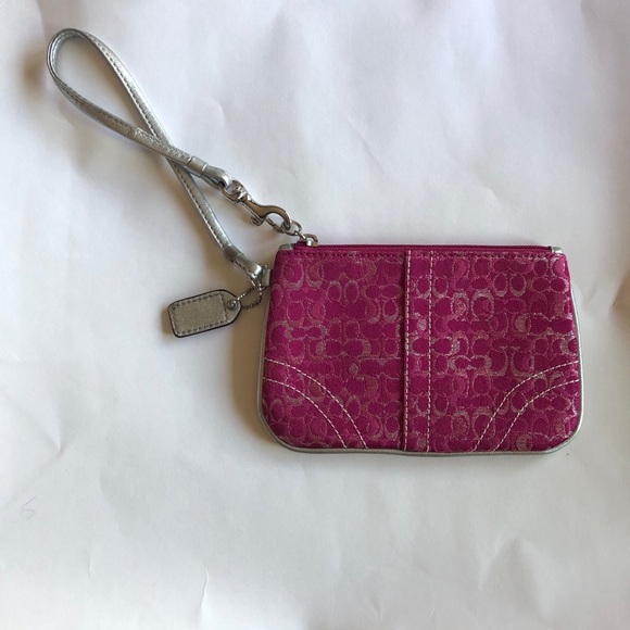 Authentic COACH Cs Glitter Burgundy wristlet